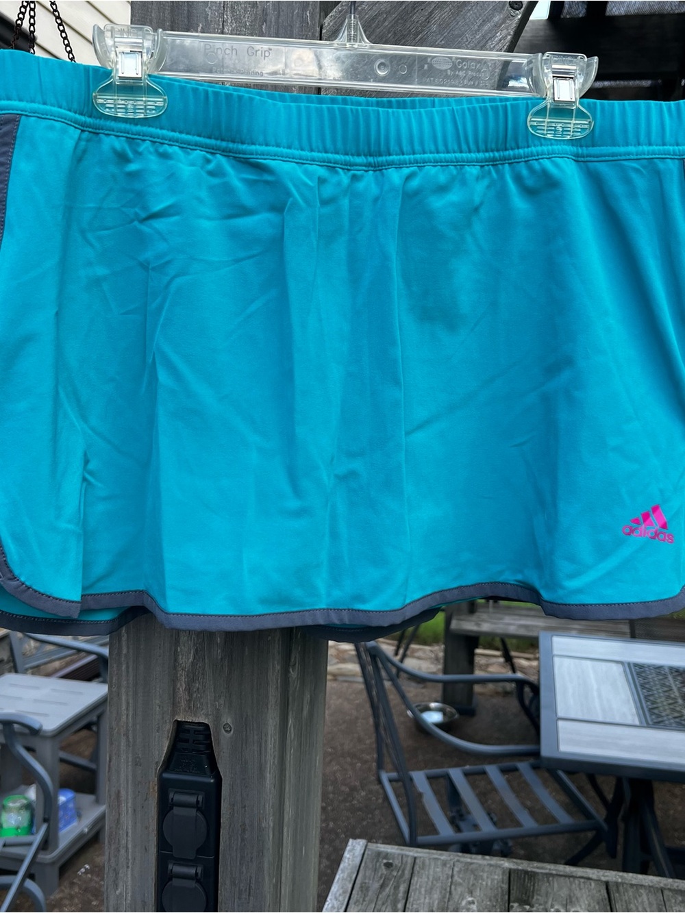 adidas Teal Athletic Skort with Pink Logo- Large